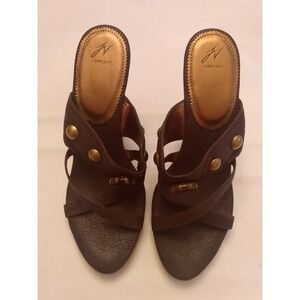 J Vincent KALI A76B Women's Brown Leather Stiletto Heel Sandals 8 1/2 M